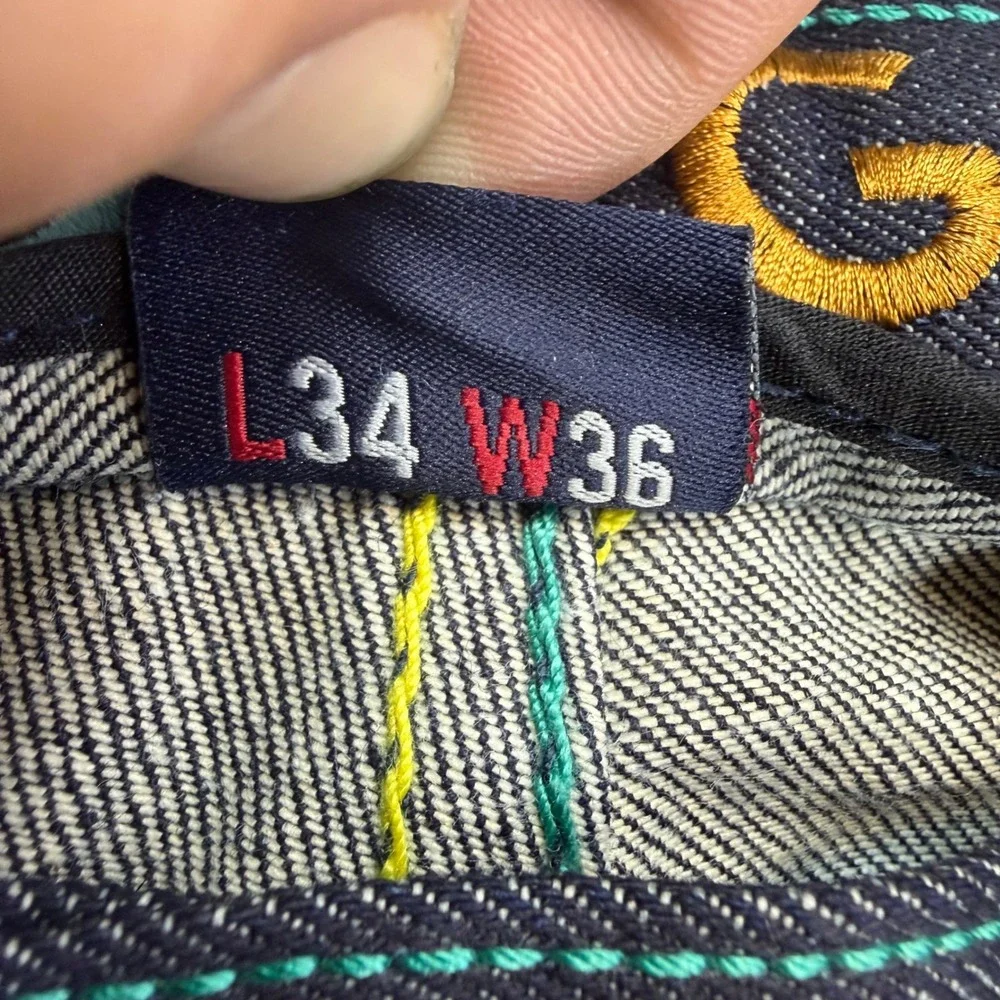 Vintage COOGI Embroidered Straight Jeans Men's 36x34 Dark Blue Denim Pants NEW